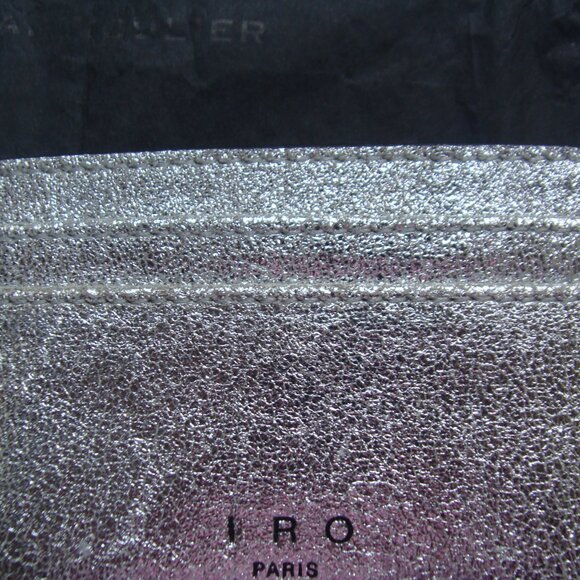 New Women's Iro Paris Credit Card Case, Silver Leather, Size 4 " X 2,8 " - Picture 3 of 7